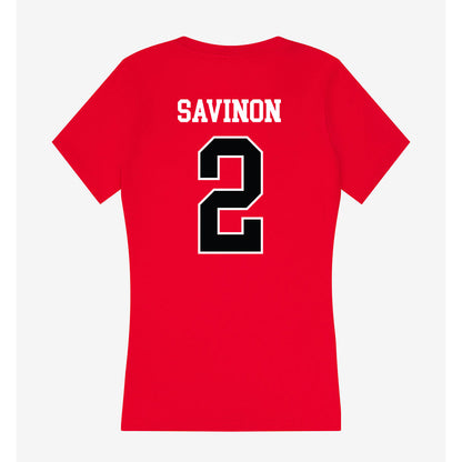 Rutgers - NCAA Baseball : Jordan Savinon - Women's V-Neck T-Shirt-1
