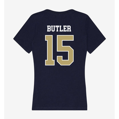 Georgia Tech - NCAA Football : Tah'J Butler - Women's V-Neck T-Shirt-1