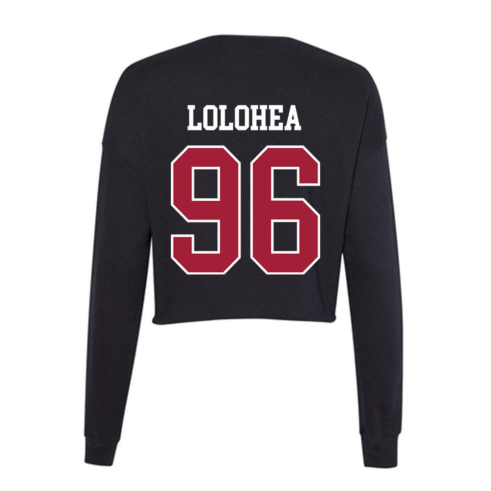 Oklahoma - NCAA Football : Siolaa Lolohea - Women's Cropped Crew Fleece-1