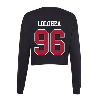 Oklahoma - NCAA Football : Siolaa Lolohea - Women's Cropped Crew Fleece-1