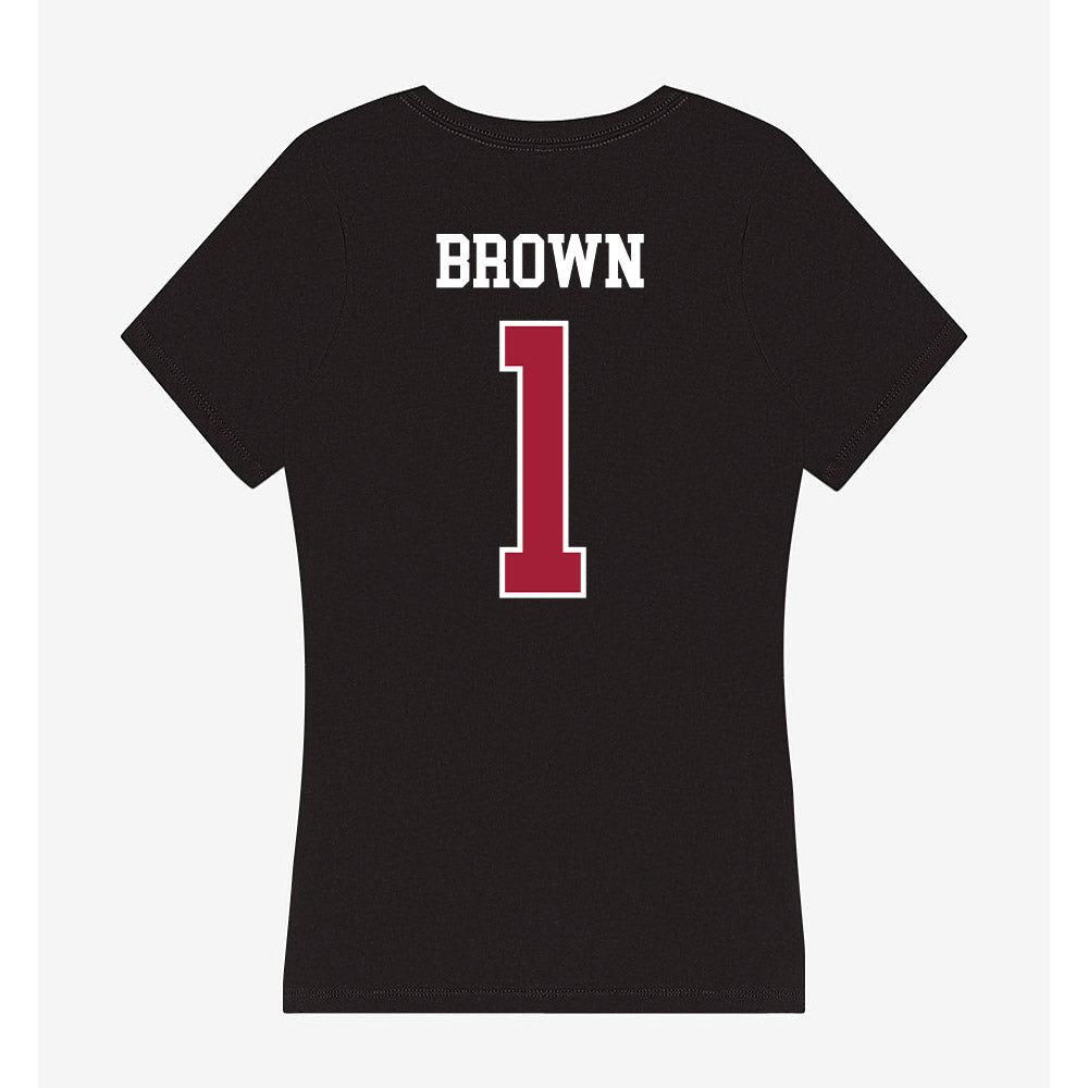 Oklahoma - NCAA Men's Basketball : Xzayvier Brown - Women's V-Neck T-Shirt-1