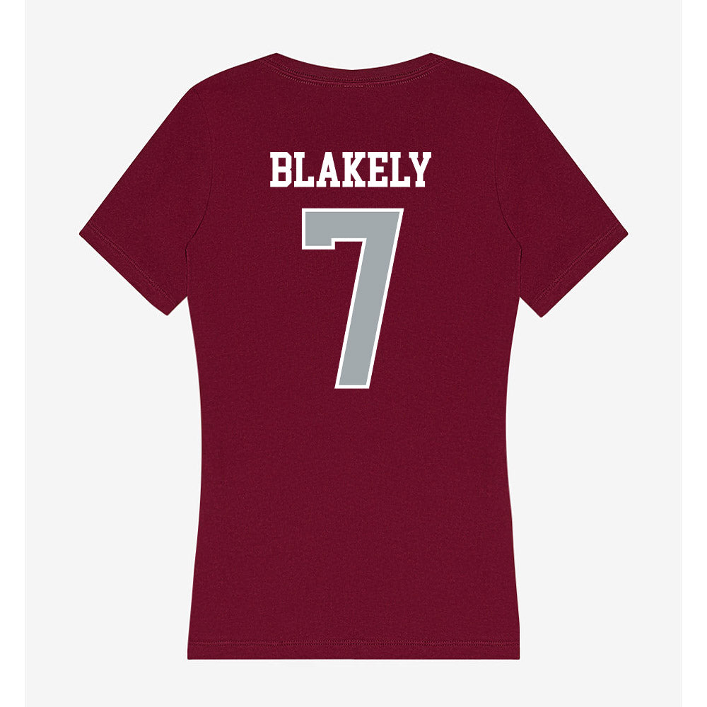 WSU - NCAA Men's Basketball : Dieume Blakely - Women's V-Neck T-Shirt-1
