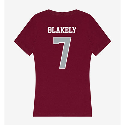 WSU - NCAA Men's Basketball : Dieume Blakely - Women's V-Neck T-Shirt-1