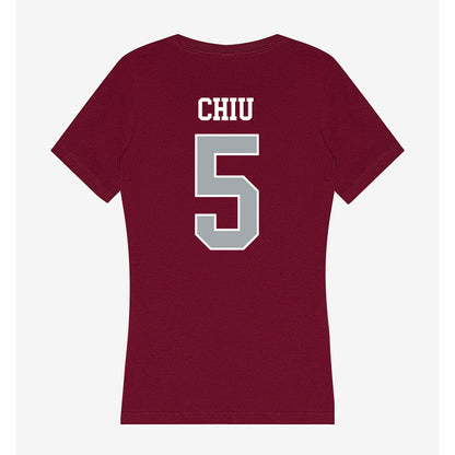 WSU - NCAA Women's Basketball : Jean Chiu - Women's V-Neck T-Shirt-1
