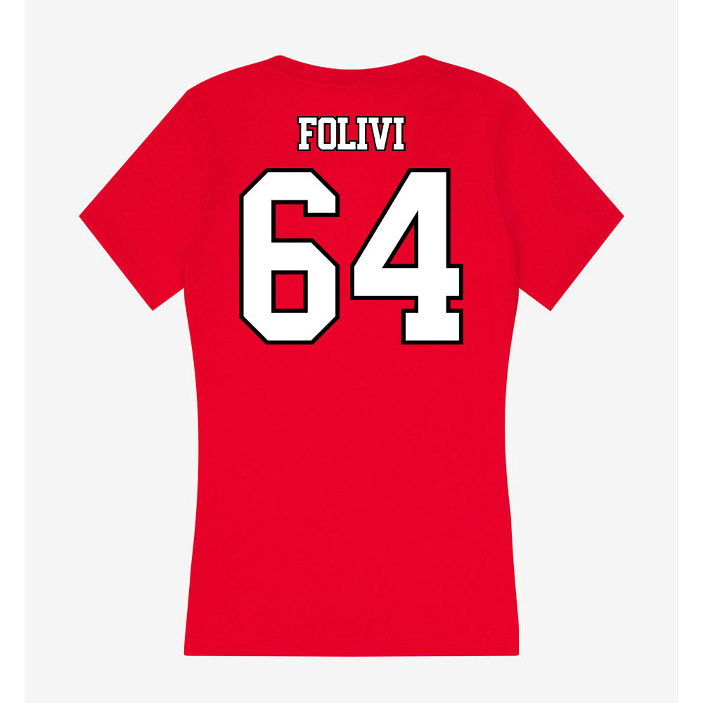 Maryland - NCAA Football : Aaron Folivi - Women's V-Neck T-Shirt-1