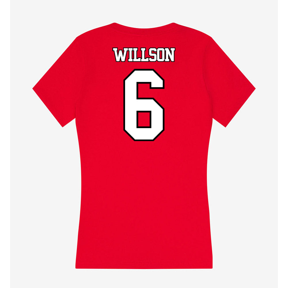 Maryland - NCAA Baseball : Liam Willson - Women's V-Neck T-Shirt-1