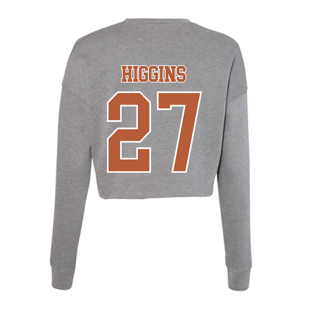 Texas - NCAA Baseball : Cal Higgins - Women's Cropped Crew Fleece-1