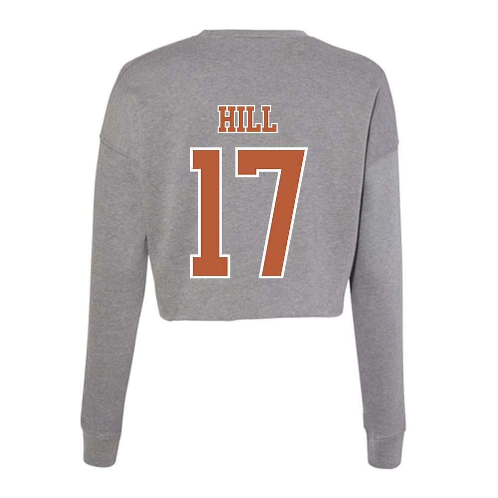 Texas - NCAA Baseball : Will Hill - Women's Cropped Crew Fleece-1