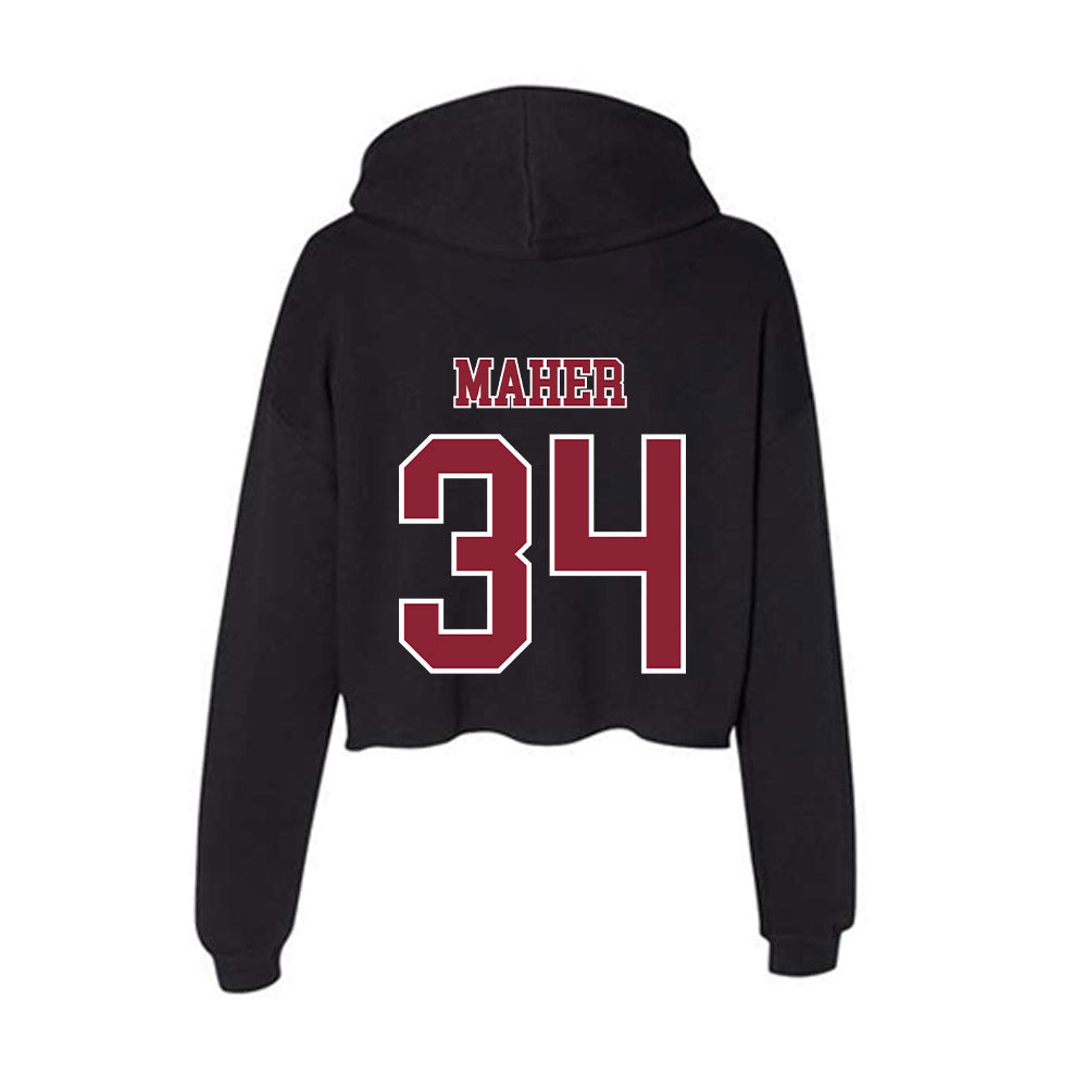 UMass - NCAA Men's Lacrosse : Liam Maher - Women's Crop Fleece Hoodie-1
