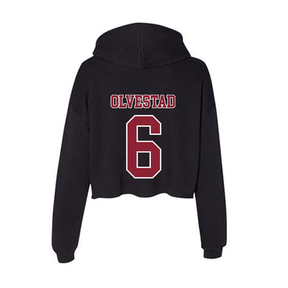 UMass - NCAA Men's Ice Hockey : Lucas Olvestad - Women's Crop Fleece Hoodie-1