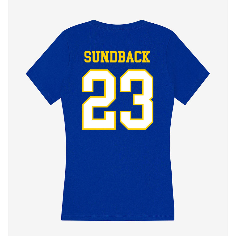 Delaware - NCAA Women's Basketball : Grace Sundback - Women's V-Neck T-Shirt-1