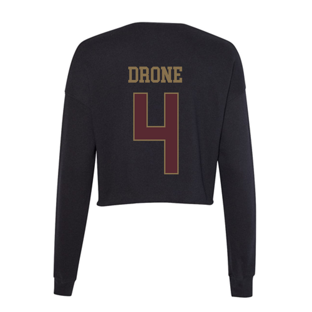 Texas State - NCAA Men's Basketball : Mark Drone - Women's Cropped Crew Fleece-1