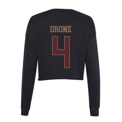Texas State - NCAA Men's Basketball : Mark Drone - Women's Cropped Crew Fleece-1