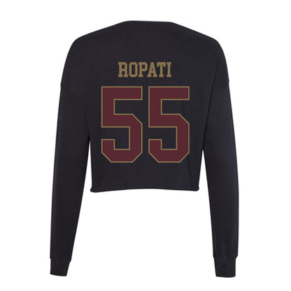 Texas State - NCAA Football : Etueni Ropati - Women's Cropped Crew Fleece-1