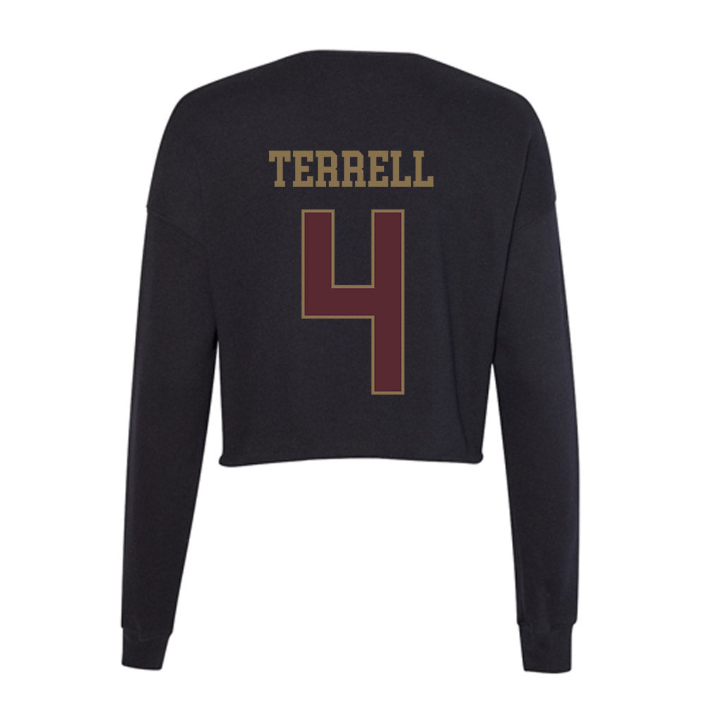Texas State - NCAA Football : Khamari Terrell - Women's Cropped Crew Fleece-1