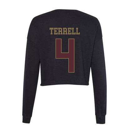 Texas State - NCAA Football : Khamari Terrell - Women's Cropped Crew Fleece-1
