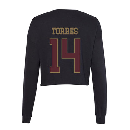 Texas State - NCAA Women's Volleyball : Ryann Torres - Women's Cropped Crew Fleece-1