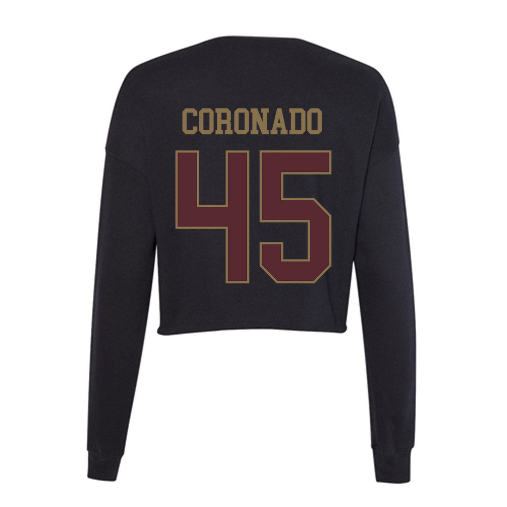 Texas State - NCAA Baseball : Victor Coronado - Women's Cropped Crew Fleece-1