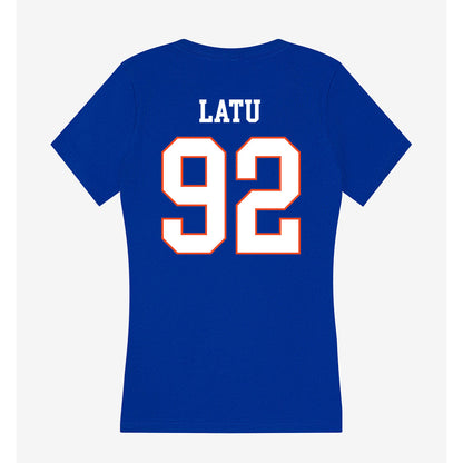 Boise State - NCAA Football : David Latu - Women's V-Neck T-Shirt-1