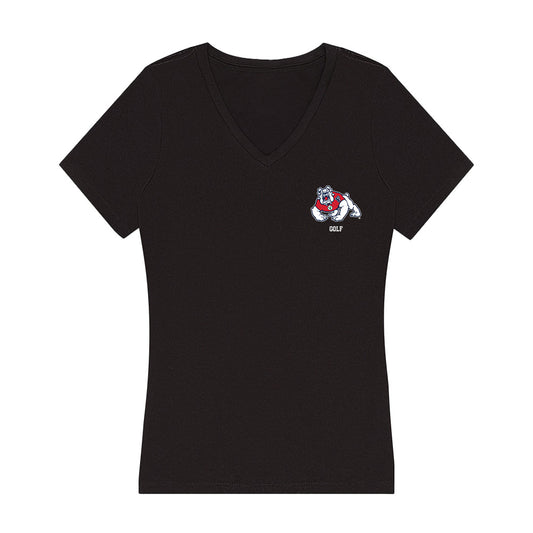 Fresno State - NCAA Men's Golf : Akira Ransi - Women's V-Neck T-Shirt-0
