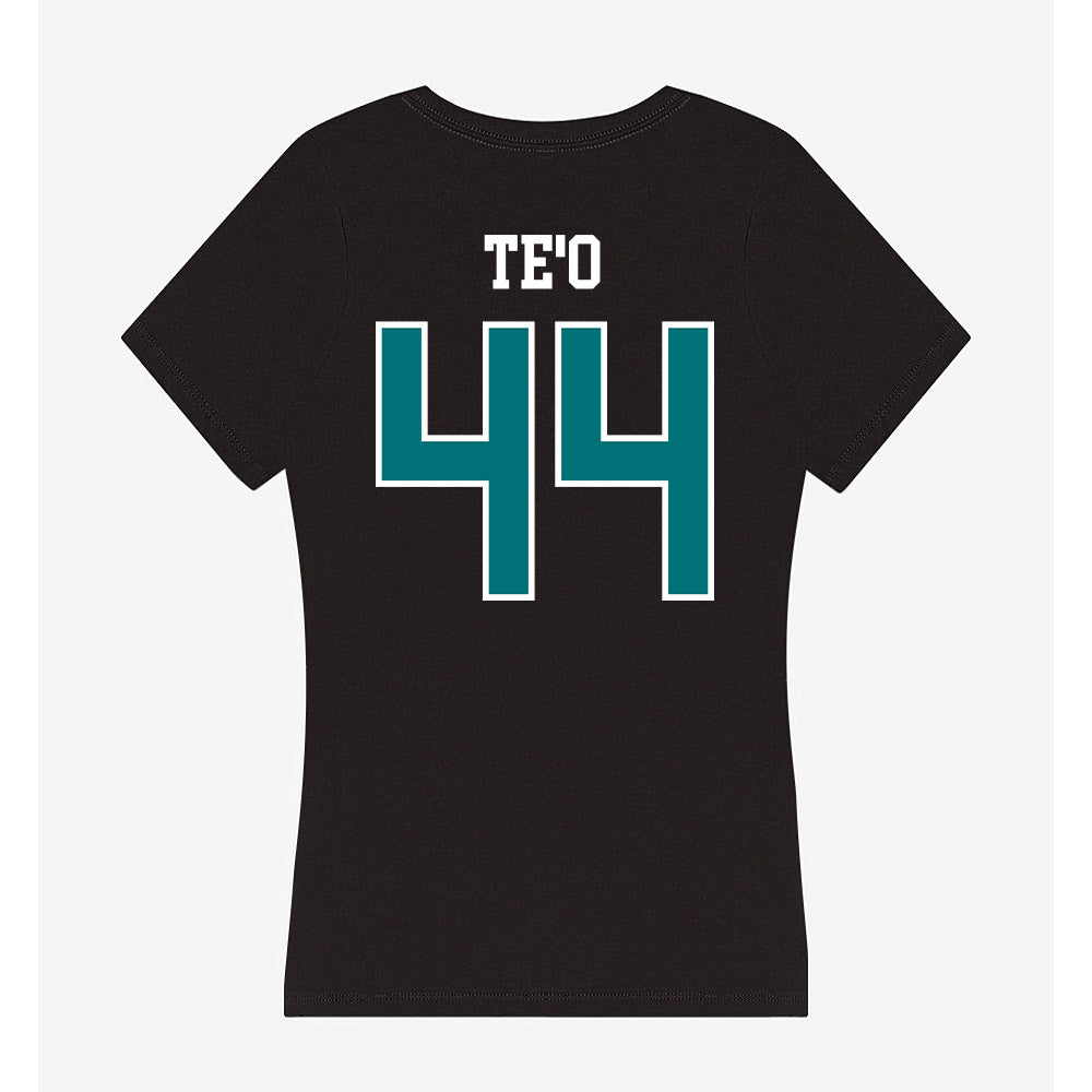 Coastal Carolina - NCAA Football : Malaki Te'o - Women's V-Neck T-Shirt-1