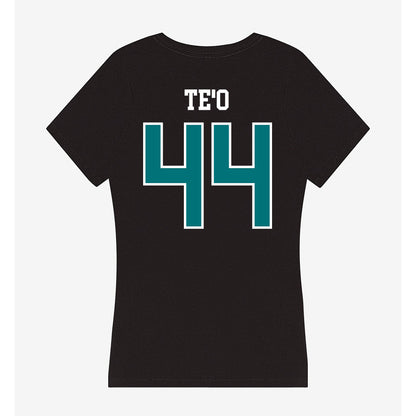 Coastal Carolina - NCAA Football : Malaki Te'o - Women's V-Neck T-Shirt-1