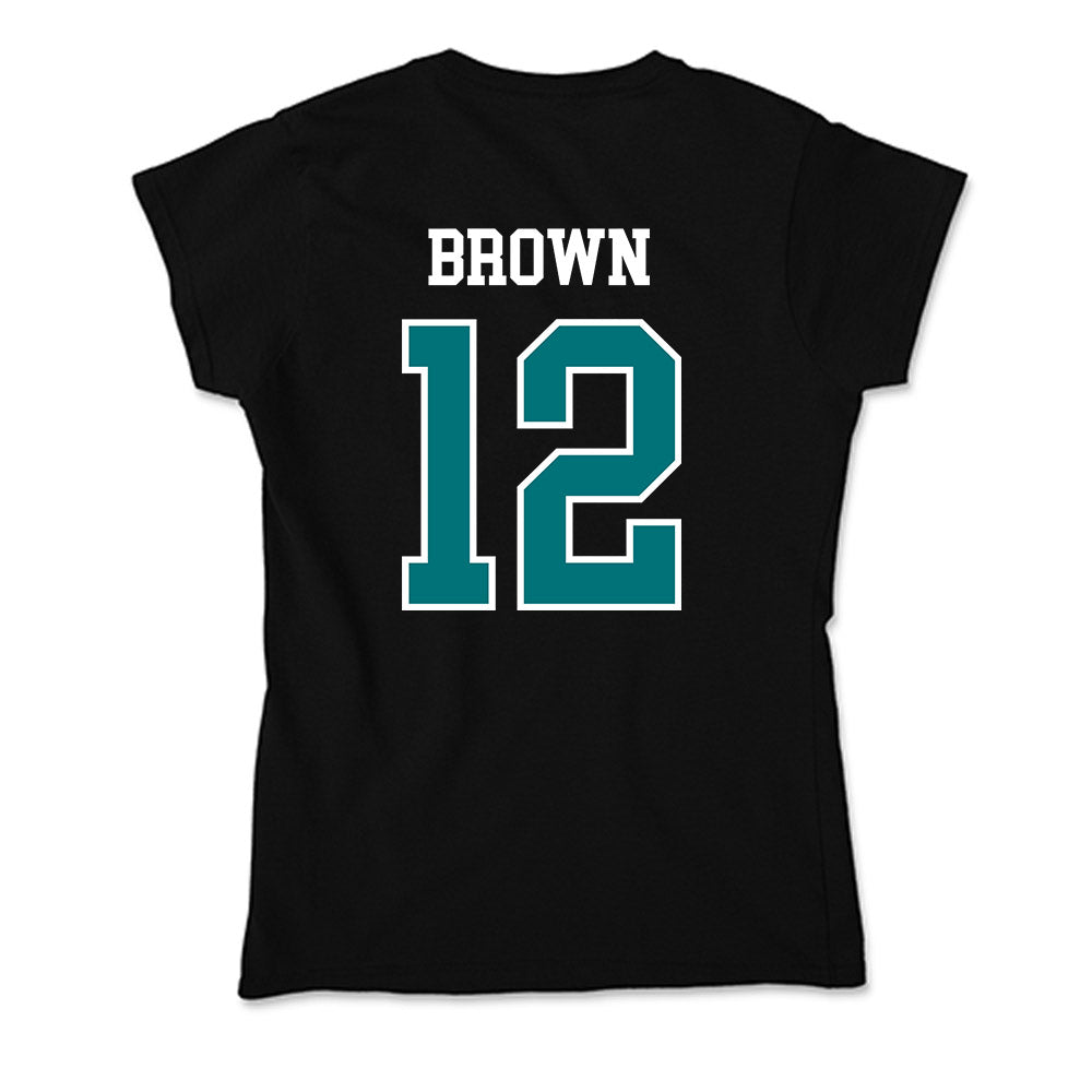 Coastal Carolina - NCAA Men's Basketball : Devin Brown - Soft Style Women’s T-Shirt-1