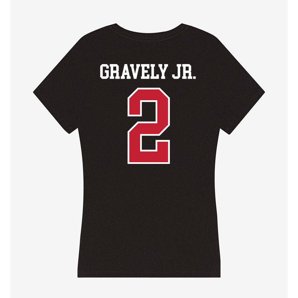 Ball State - NCAA Football : Michael Gravely Jr. - Women's V-Neck T-Shirt-1