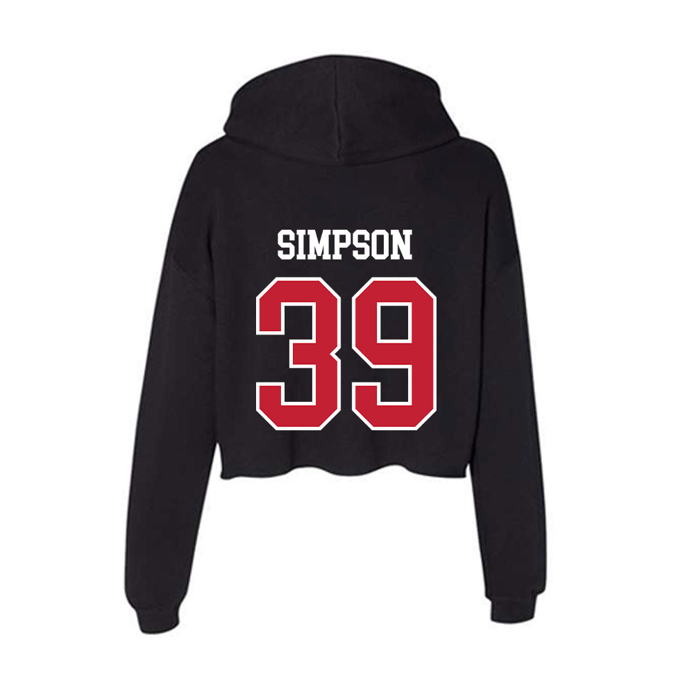 Ball State - NCAA Football : Zavier Simpson - Women's Crop Fleece Hoodie-1