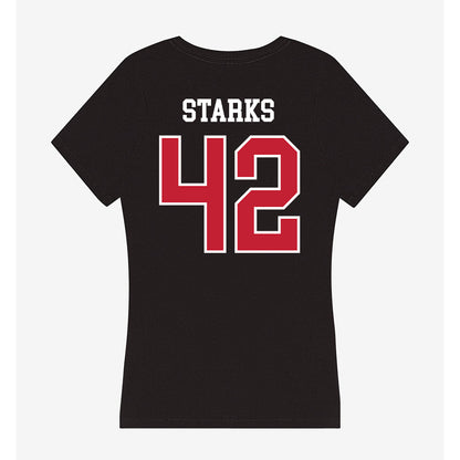 Ball State - NCAA Football : Layton Starks - Women's V-Neck T-Shirt-1