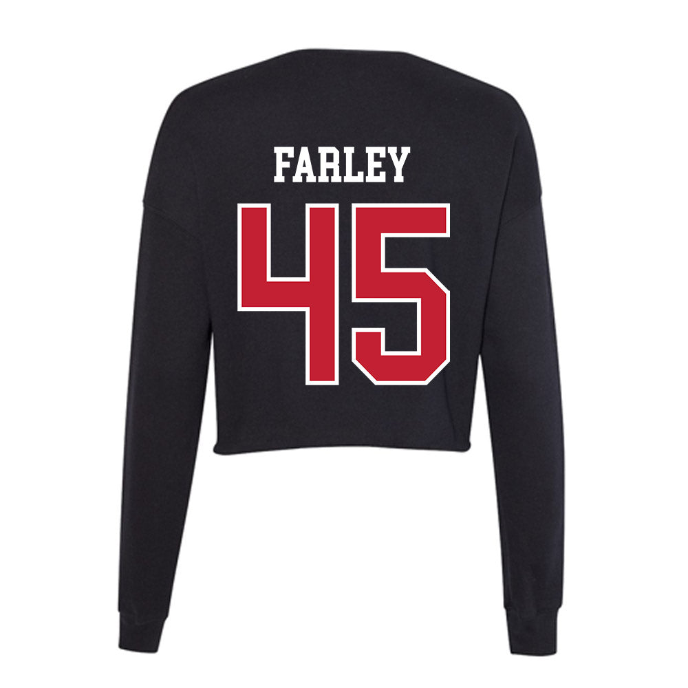 Ball State - NCAA Men's Basketball : Alex Farley - Women's Cropped Crew Fleece-1