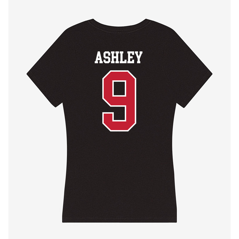 Ball State - NCAA Football : Qua Ashley - Women's V-Neck T-Shirt-1