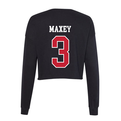 Ball State - NCAA Men's Basketball : Juwan Maxey - Women's Cropped Crew Fleece-1