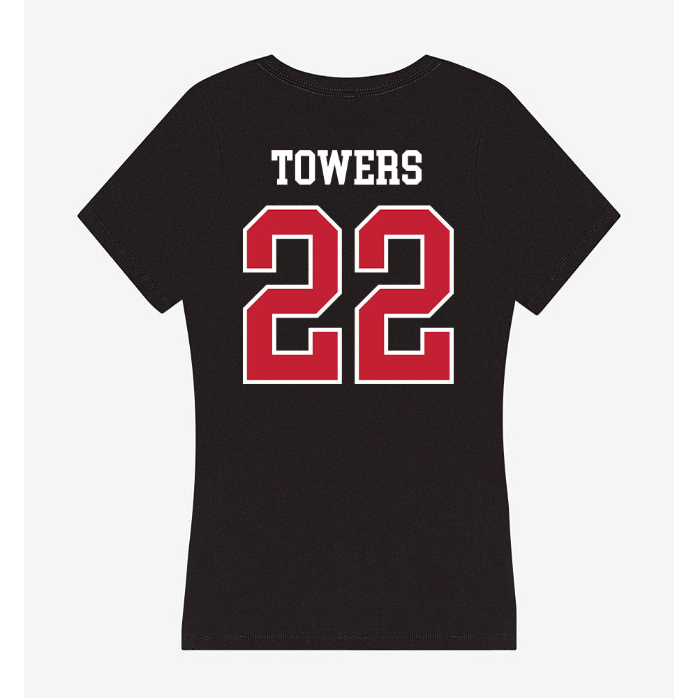 Ball State - NCAA Women's Basketball : Tessa Towers - Women's V-Neck T-Shirt-1