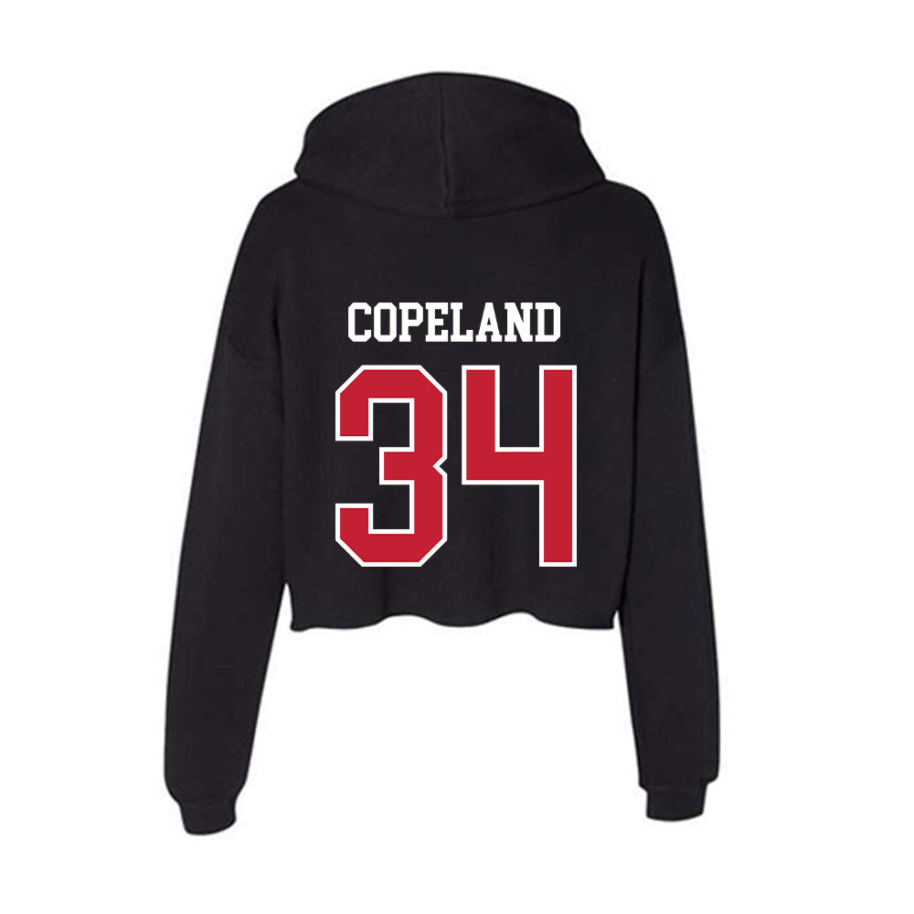 Ball State - NCAA Men's Basketball : Preston Copeland - Women's Crop Fleece Hoodie-1
