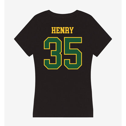 GMU - NCAA Men's Basketball : Malik Henry - Women's V-Neck T-Shirt-1
