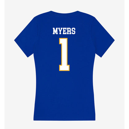 SJSU - NCAA Men's Basketball : Adrian Myers - Women's V-Neck T-Shirt-1