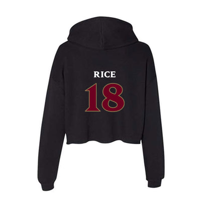 Elon - NCAA Women's Volleyball : April Rice - Women's Crop Fleece Hoodie-1
