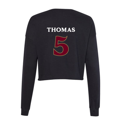 Elon - NCAA Football : T.J. Thomas - Women's Cropped Crew Fleece-1
