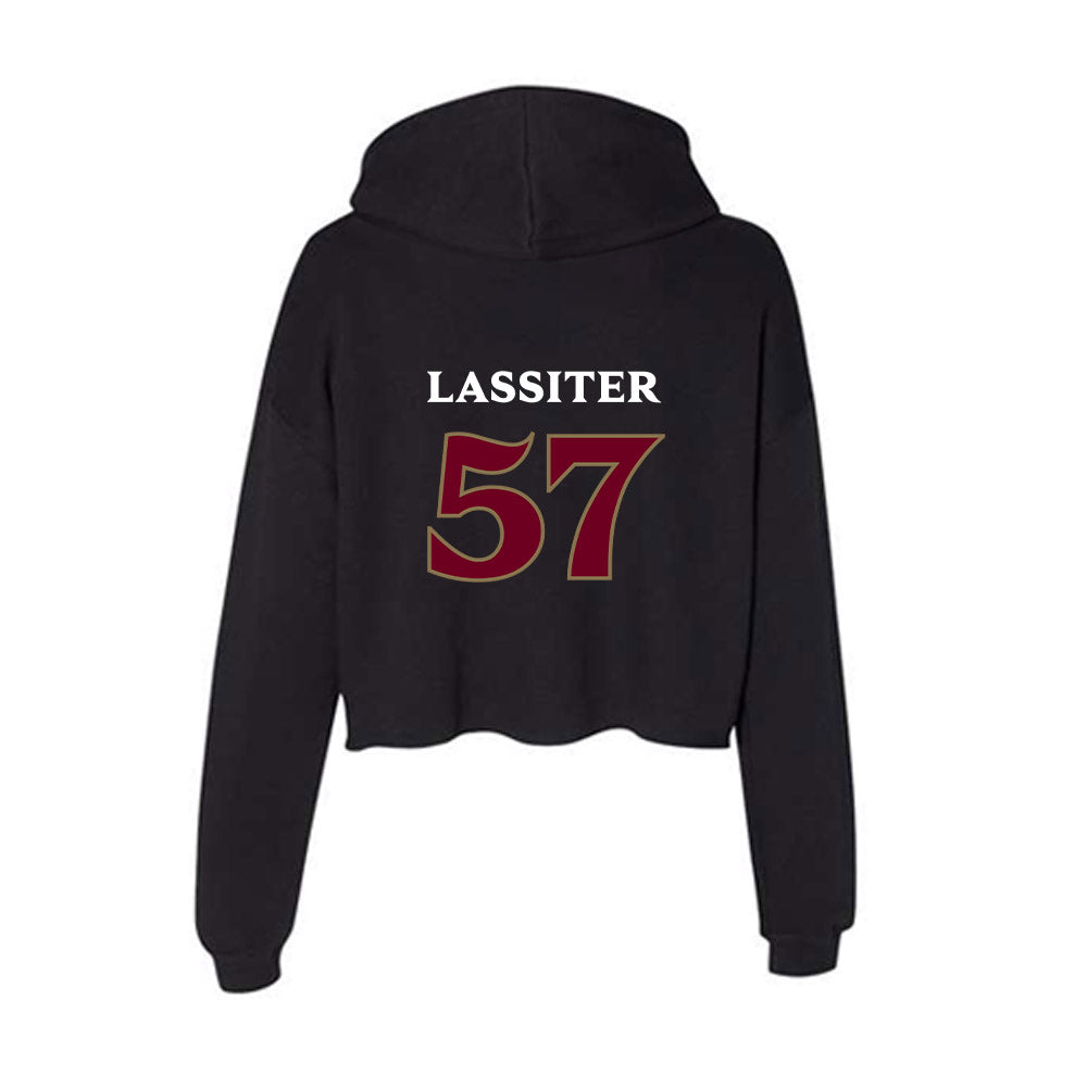 Elon - NCAA Football : Demari Lassiter - Women's Crop Fleece Hoodie-1