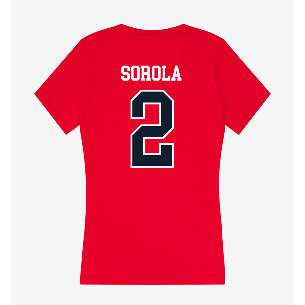 Dallas Baptist - NCAA Women's Bowling : Travis Sorola - Women's V-Neck T-Shirt-1