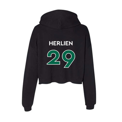 Illinois Wesleyan - NCAA Football : Thomas Herlien - Women's Crop Fleece Hoodie-1