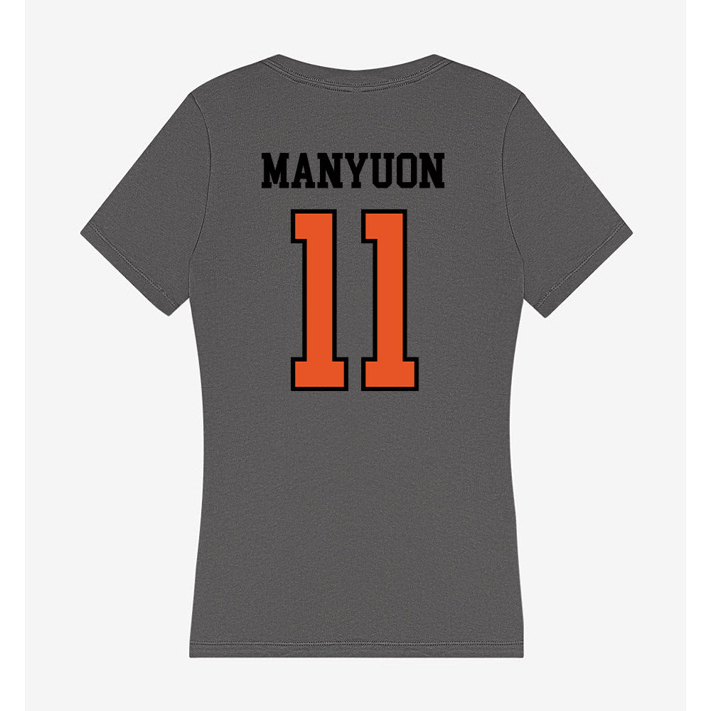 Pacific - NCAA Men's Basketball : Emmanuel Manyuon - Women's V-Neck T-Shirt-1