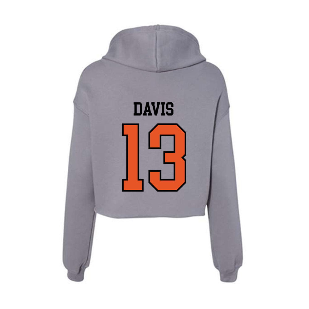 Pacific - NCAA Baseball : Diego Davis - Women's Crop Fleece Hoodie-1