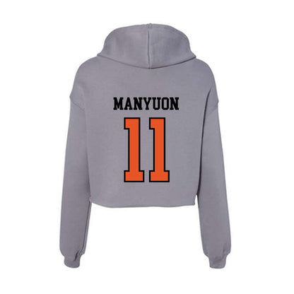 Pacific - NCAA Men's Basketball : Emmanuel Manyuon - Women's Crop Fleece Hoodie-1