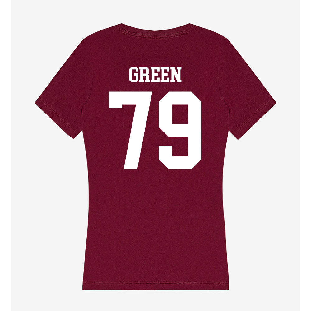 SIU Carbondale - NCAA Football : Donte Green - Women's V-Neck T-Shirt-1