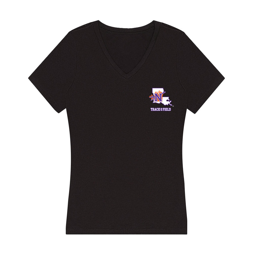 Northwestern State - NCAA Men's Track & Field : Bruce Boon - Women's V-Neck T-Shirt-0