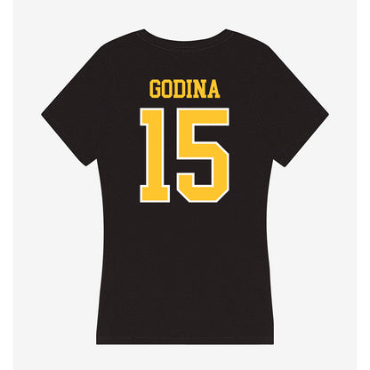 PLU - NCAA Softball : Madelynne Godina - Women's V-Neck T-Shirt-1