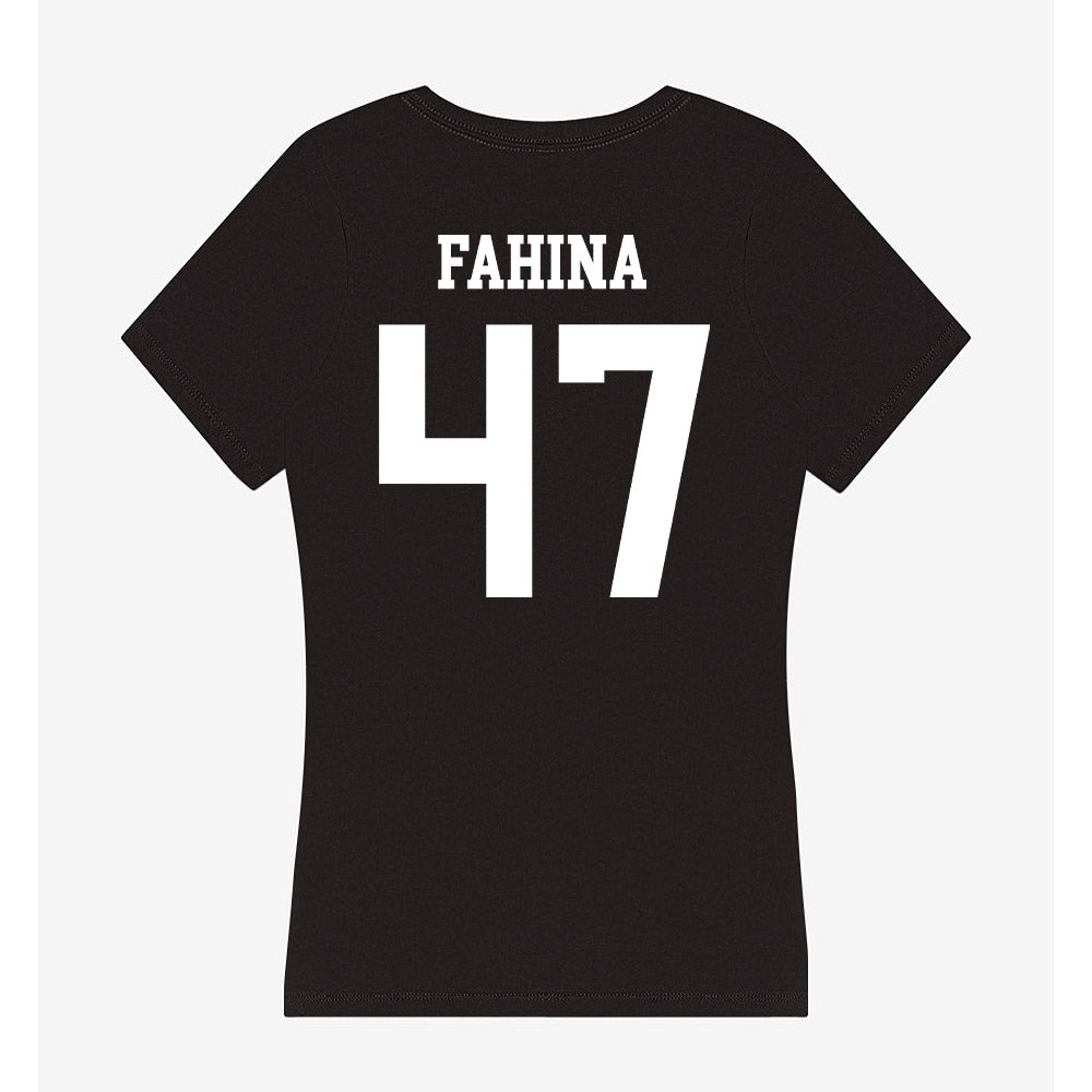 Utah State - NCAA Football : Naki Fahina - Women's V-Neck T-Shirt-1