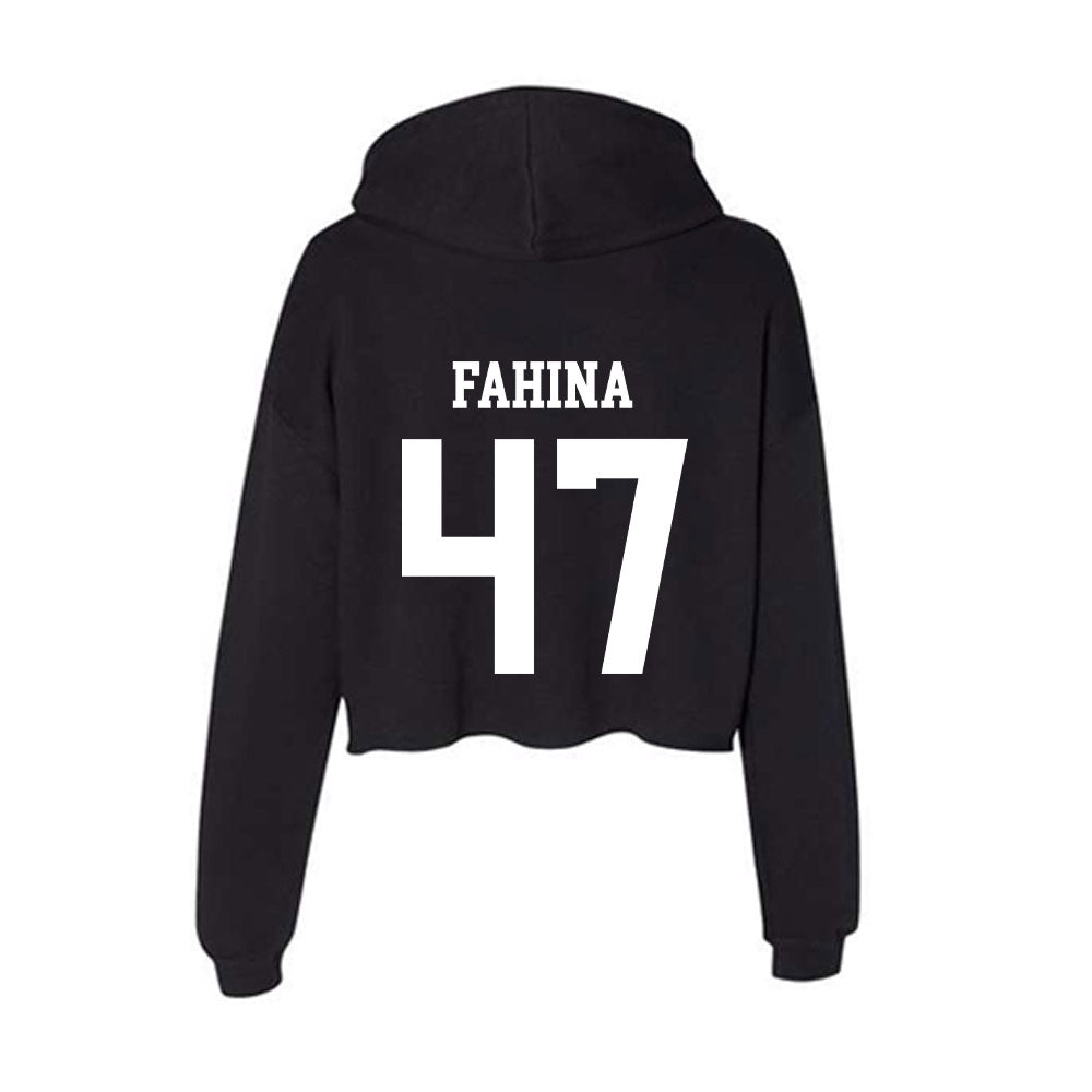Utah State - NCAA Football : Naki Fahina - Women's Crop Fleece Hoodie-1